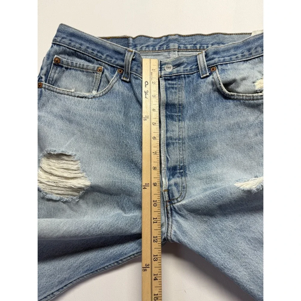 Levi's‎ 501XX Jeans Mens 38x32 (Fits 35x29.5) Blue Denim Distressed Straight Leg
